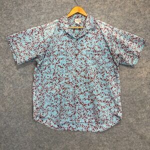 Vintage Noa Noa Hawaiian Shirt Mens Large Relaxed Geometric Aloha Beach Island